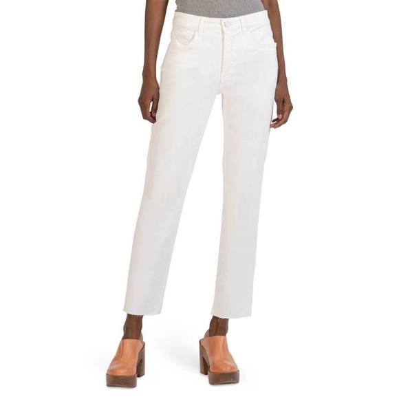 KUT FROM THE KLOTH Denim - NEW KUT FROM THE KLOTH rachael hi rise raw hem mom jeans in optic white